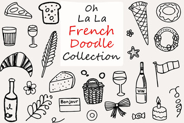 A charming black and white doodle collection with a french theme © ChandanaRani