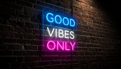 Neon sign with good vibes message