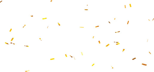 Obraz premium A shower of golden confetti against a pure white background, perfect for adding a touch of sparkle and festivity to any design.