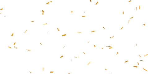 Fototapeta premium Gold confetti drifting down against a clean white backdrop, ideal for capturing moments of joy and achievement.