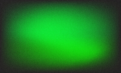 Fototapeta premium Grainy green gradient background with dark edges and bright center texture abstract Green abstract shape on dark grainy black background, glowing noise texture header, poster, banner, cover design