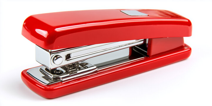 red stapler isolated on white