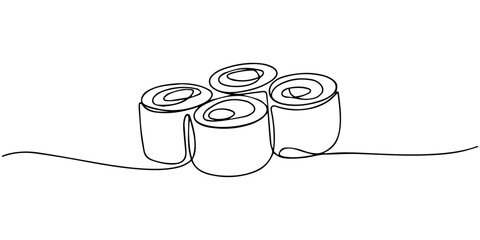 Continuous one line drawing of sushi rolls. Japanese food restaurant menu. Simple vector illustration © JCS Graphic Design 
