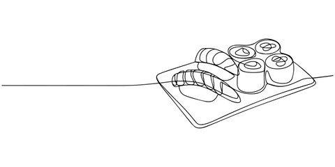 continuous one line drawing Vector sushi illustration © SHANTO