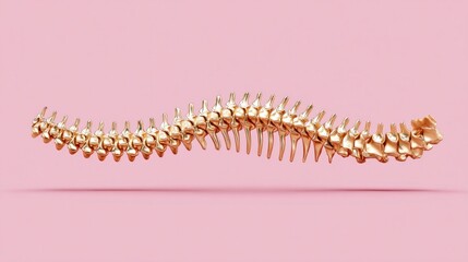 Obraz premium Golden spine model on a pink background, perfect for medical and health concepts