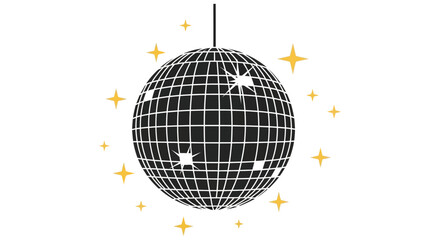 A striking image of a disco ball surrounded by sparkling stars presented as a silhouette high quality professional