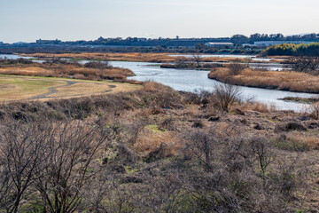 神奈川県相模原市からの相模川風景