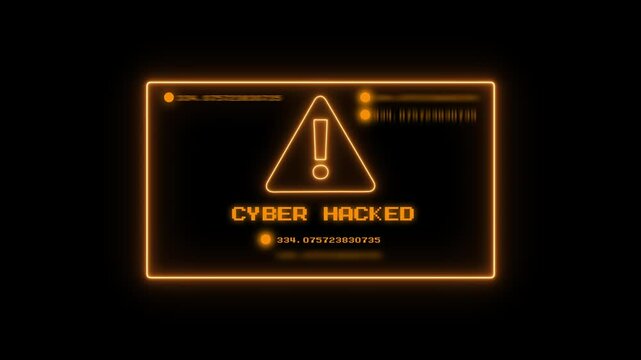 Futuristic Cyber hacked&ndash; Digital Warning Interface on black screen. Technology Warning Screen. 4k video.