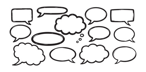 Fototapeta premium Vector collection of sketchy speech bubbles and thought clouds for comics and creative design