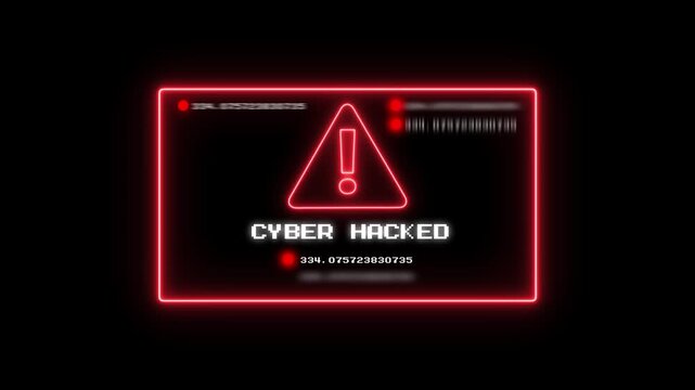 Futuristic Cyber hacked&ndash; Digital Warning Interface on black screen. Technology Warning Screen. 4k video.