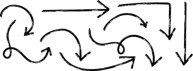 Obraz premium A collection of hand drawn black arrows and curved lines depicting various directions and flow on a white background high quality professional detailed