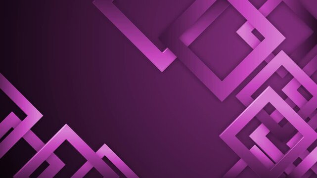 Abstract layered geometric squares background animation, Paper squares with soft shadows forming diagonal corners, minimal clean geometric background