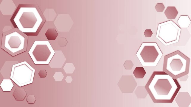 Abstract background with hexagonal 3d shapes clustered at left and right edges animation