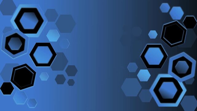 Abstract background with hexagonal 3d shapes clustered at left and right edges animation