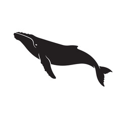 Obraz premium Humpback whale Icon Silhouette vector black design on a white background