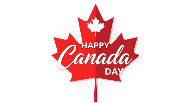 Happy canada day celebration with red maple leaf design