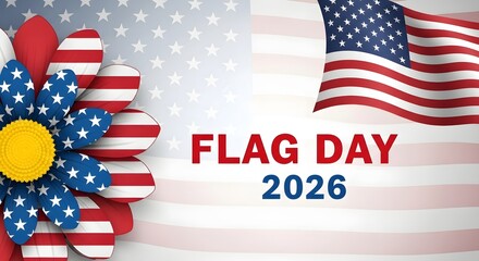 Fototapeta premium Flag day 2026 celebration with patriotic sunflower and american flag