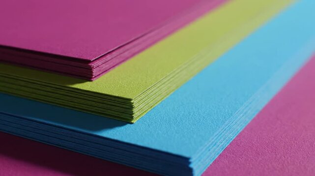 Colorful paper stacks.