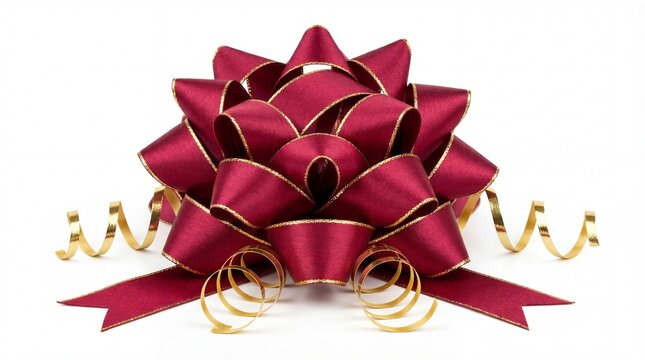 Red Gift Bow Ribbon Decorative Celebration Packaging Element