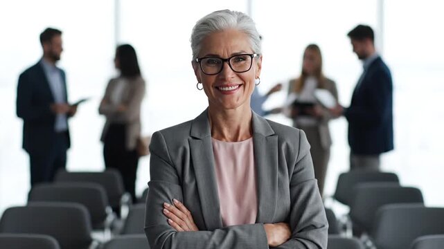 Confident Businesswoman with Team.
