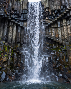 Paradoxical Basalt Waterfall Geometry
