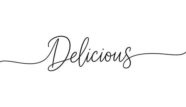 Delicious script typography continuous line handwritten lettering