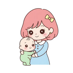 Cute mother holding her baby with love and care.