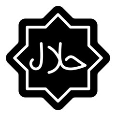Obraz premium Halal glyph icon. Islamic food certification symbol. Muslim dietary law glyph icon