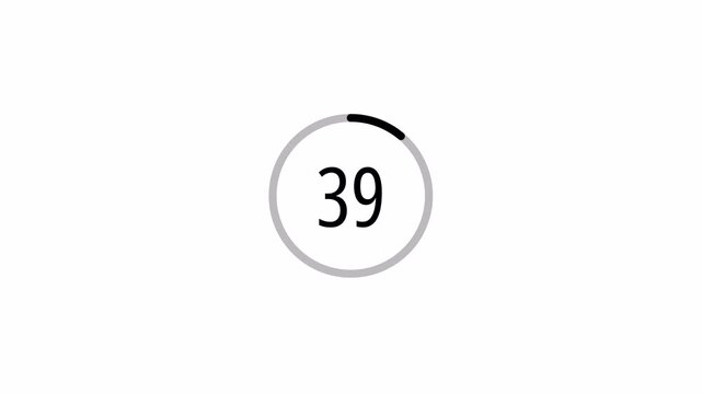  countdown timer 45 sec animation with transparent background with alpha channel in 4k.countdown timer from 45 sec to 0sec .