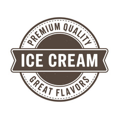 Obraz premium A circular badge proclaiming premium quality ice cream with great flavors