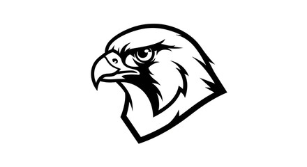 Fototapeta premium Hawk Head Silhouette, Fierce Bird of Prey, Vector Art