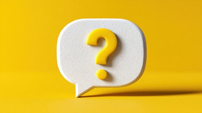 confusion. A question mark in a speech bubble with clean modern design on a minimalist background. pitch deck slides, case study pages, designed for brand storytelling and e-commerce strategy.