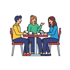 Fototapeta premium Friends chatting over coffee at a casual outdoor table setting