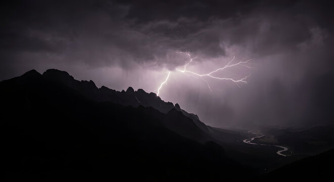 lightning over the mountains