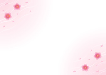 桜の花吹雪のフレームイラスト_白
