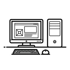 Fototapeta premium Computer desktop with monitor keyboard mouse and tower