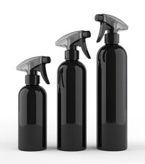 Obraz premium Black spray bottles with trigger sprayers plastic packaging
