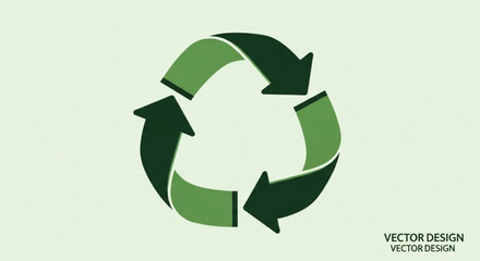 Fototapeta premium Green recycling symbol with arrows on light green background eco friendly vector design