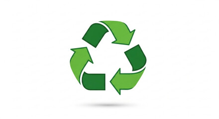 Obraz premium Green recycling symbol with arrows on white background representing eco friendly practices and sustainability