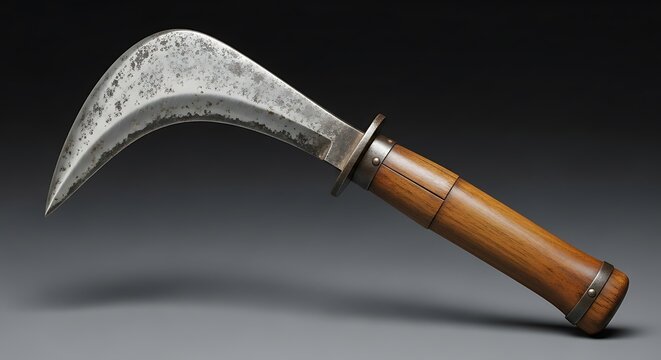 Traditional Khukuri Knife with Wooden Handle.