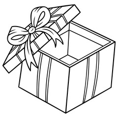 gift box outline line art transfarent