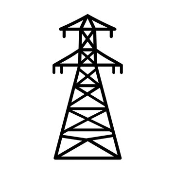 Minimalist electric power pylon transmission tower vector icon