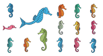 Colorful Seahorse Collection - Underwater Marine Life Illustration © Berkah
