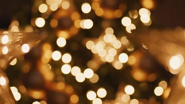 Golden Christmas Stars and Bokeh Lights, Festive Holiday Decoration Close-up