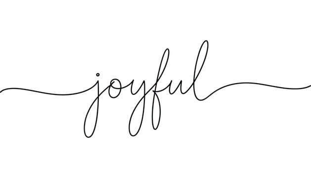 Joyful Line Art Typography. Elegant line art typography illustration featuring joyful lettering and minimalist decorative script design.