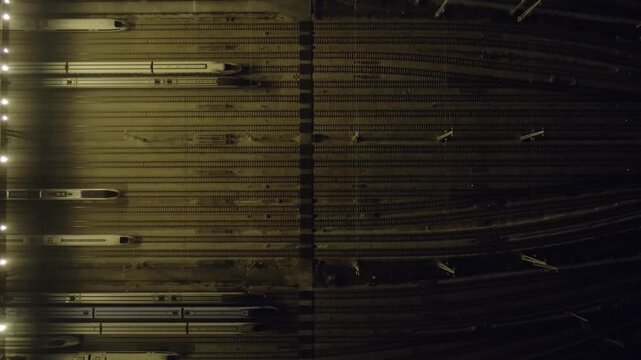 Guangzhou High Speed Railway Depot Aerial View at Night