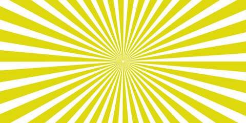 Fototapeta premium Bright summer sunburst vector background with orange and yellow sun rays and radial light beams creating a sunny starburst illustration for a hot sunrise wallpaper design