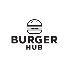 Fototapeta premium Burger Hub Logo Design with Minimalist Hamburger Icon Vector Graphic
