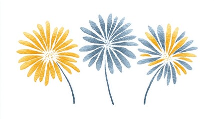 Obraz premium Watercolor floral illustration with yellow and blue flowers on a white background