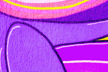 Purple urban graffiti street art detail - bright pink, yellow, black lines. Y2K style, grungy texture, bold colors. Poster, background, texture, street style, modern 90s, 2000s, Y2K creative banner. © Aleksandra Konoplya